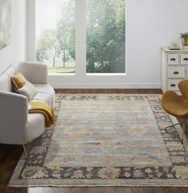 Ancient Boundaries Aquilla AQU-04 Grey Flannel Bark Area Rug on Sale