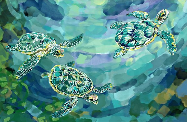 Trans Ocean Illusions 3346 03 Tulum Turtles Blue by Liora Manne Fashion