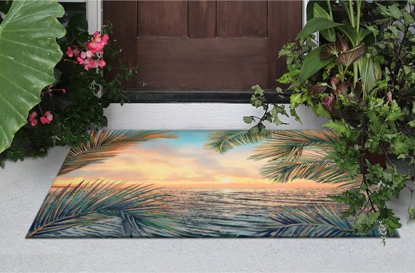 Trans Ocean Illusions 3322 18 Akumal Palms Orange by Liora Manne Online Hot Sale